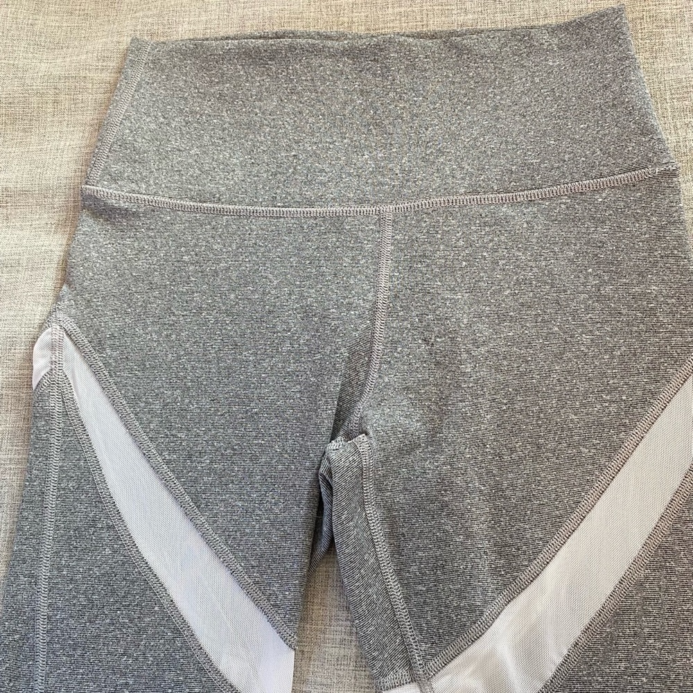Grey and White Mesh Detail Aerie Leggings